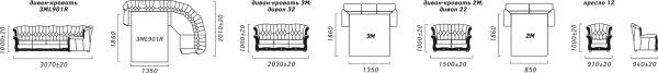 Угловой диван «Европа» (3мL/R901R/L) Пинскдрев