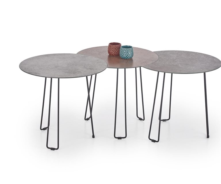 Комплект Halmar TRIPLE 3 стола журнальных (серый/коричневый)
