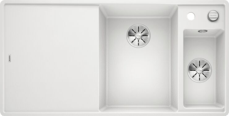 Кухонная мойка Blanco Axia III 6 S-F (чаша справа) Silgranit, белый, доска ясень, c кл.-авт. InFino, 523486